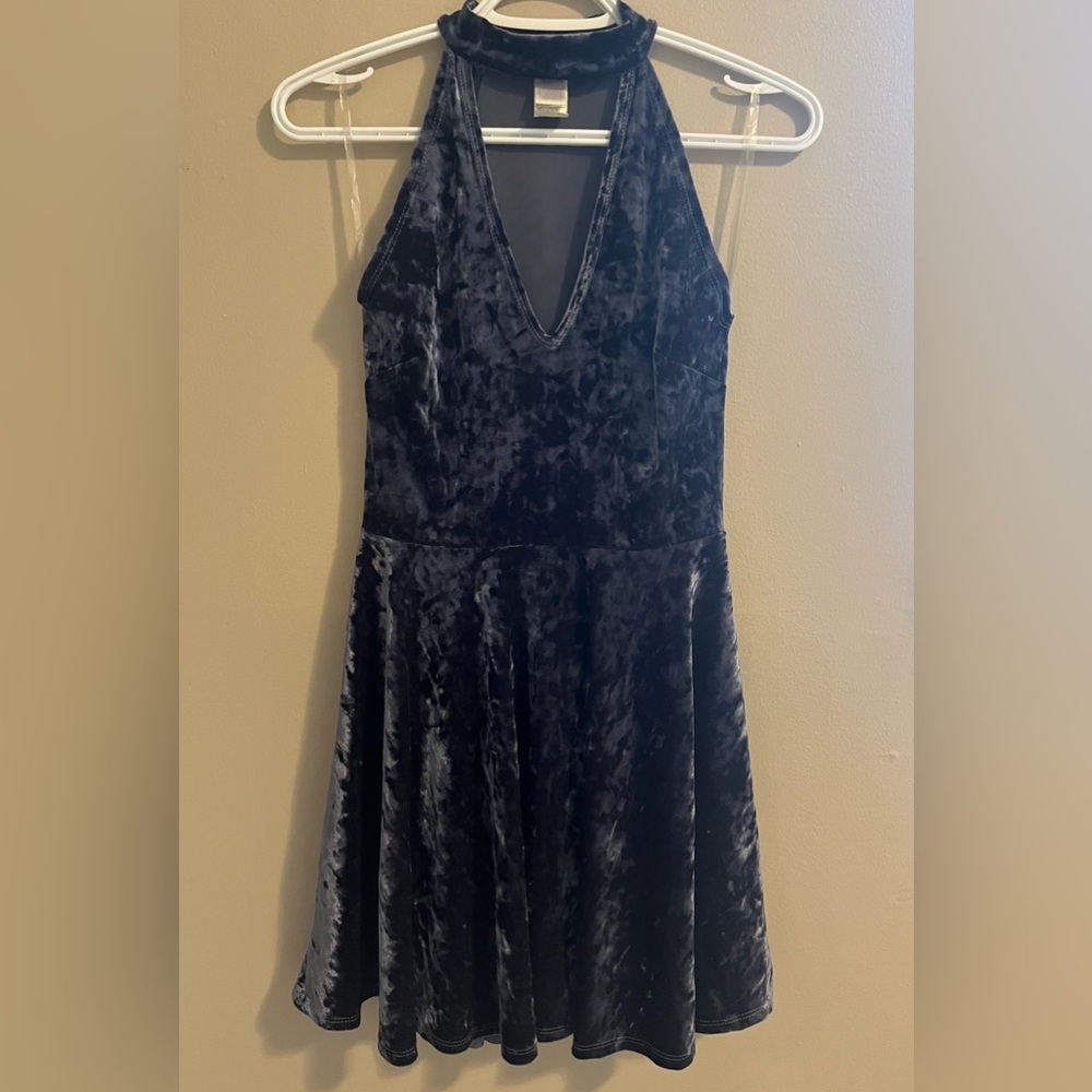 Crushed Velvet Halter Key Hole Skater Dress - Twik by Simons (Size S)